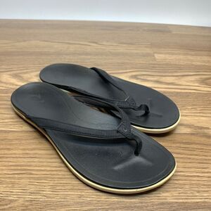Olu'kai Ho'opio Womens Flip Flop Black Size 8 Thong Sandals